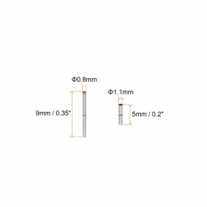 uxcell 時計ストラップチューブピン 時計バンドチューブピン ステンレス鋼 コネクトシャフト 時計バンド修理交換用 1.1mmチューブ径 9mm