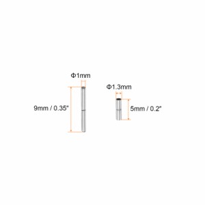 uxcell 時計バンド管ピン ステンレス鋼 連結シャフト 時計バンド修理 交換用 管径1.3 mm ピン長さ9mm 10個