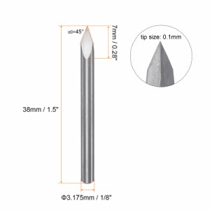 uxcell 彫刻CNCルータビット タングステンカーバイドツール製 プラスチックボックス 木材アクリルPVC 3.175mmシャンク 0.1mmチップ 45°2