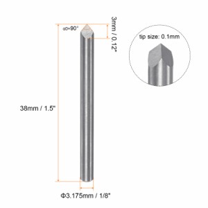 uxcell 彫刻CNCルータビット タングステンカーバイドツール製 プラスチックボックス 木材アクリルPVC 3.175mmシャンク 0.1mmチップ 90°2