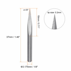 uxcell 彫刻CNCルータビット タングステンカーバイドツール製 プラスチックボックス 木材アクリルPVC 3.175mmシャンク 0.1mmチップ 2個入