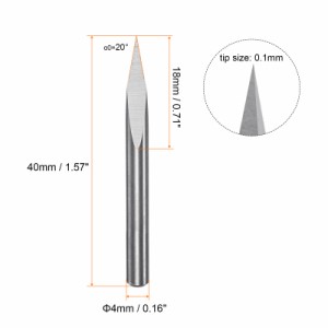 uxcell 彫刻CNCルータビット タングステンカーバイドツール製 プラスチックボックス 木材アクリルPVC 4mmシャンク 0.1mmチップ 2個入り