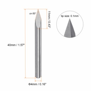 uxcell 彫刻CNCルータビット タングステンカーバイドツール製 プラスチックボックス 木材アクリルPVC 4mmシャンク 0.1mmチップ 30°