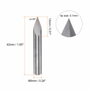 uxcell 彫刻CNCルータビット タングステンカーバイドツール製 プラスチックボックス 木材アクリルPVC 6mmシャンク 0.2mmチップ 45°