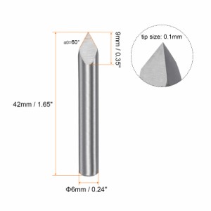 uxcell 彫刻CNCルータビット タングステンカーバイドツール製 プラスチックボックス 木材アクリルPVC 6mmシャンク 0.1mmチップ 60°