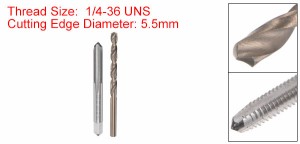 uxcell マシンねじミリングタップ ストレートフルート式タップ タップビットセット ねじ切り加工 1/4-36 UNS 2B 5.5mm M35 コバルト高速