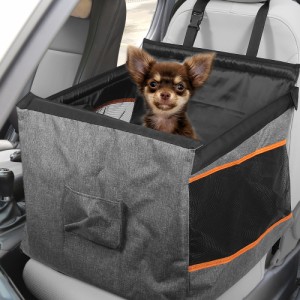 uxcell 犬用カーシート ブースターシート 調整可能なストラップ 中小型犬用 子犬 猫 ペット 旅行用ベッド 通気性メッシュ グレー