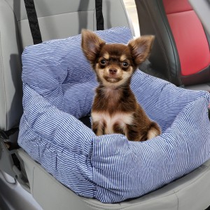 uxcell 犬用カーシート調節可能なストラップ 犬ブースターシート 小中大型犬 猫ペット用 車用 縞模様 ブルー 1個