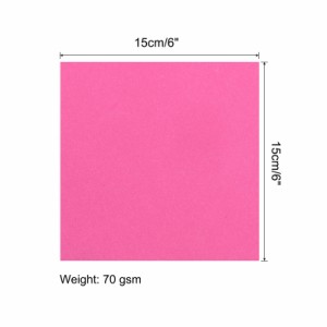 uxcell 折り紙ペーパー 折り紙 両面 ダブルサイド蛍光ピンク 15 x 15cm スクエアシート アートクラフトプロジェクト 初心者 ギフト 装飾