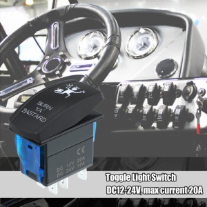 uxcell ロッカースイッチ 5ピンオン-オフ ブルー LEDライト 12V/24V スイッチジャンパ線セット Jeepに対応 バーンヤバスタード ボート カ