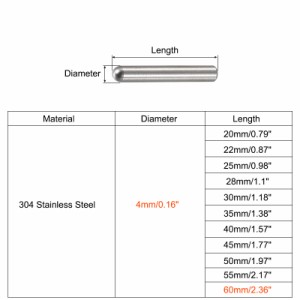 uxcell ダボピン 304ステンレススチール 丸頭 フラット面取りエンド ダウエル ピン ウッド二段ベッドシェルフペグサポートシェルフ 固定