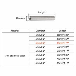 uxcell ダボピン 304ステンレススチール 丸頭 フラット面取りエンド ダウエル ピン ウッド二段ベッドシェルフペグサポートシェルフ 固定