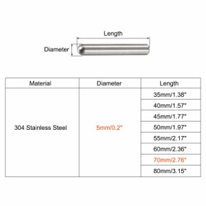 uxcell ダボピン 304ステンレススチール 丸頭 フラット面取りエンド ダウエル ピン ウッド二段ベッドシェルフペグサポートシェルフ 固定