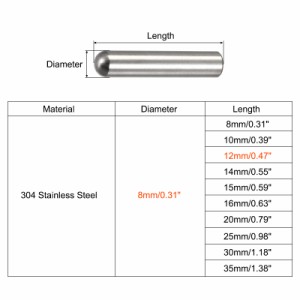 uxcell ダボピン 304ステンレススチール 丸頭 フラット面取りエンド ダウエル ピン ウッド二段ベッドシェルフペグサポートシェルフ 固定