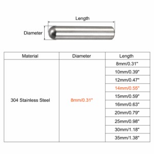 uxcell ダボピン 304ステンレススチール 丸頭 フラット面取りエンド ダウエル ピン ウッド二段ベッドシェルフペグサポートシェルフ 固定