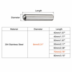 uxcell ダボピン 304ステンレススチール 丸頭 フラット面取りエンド ダウエル ピン ウッド二段ベッドシェルフペグサポートシェルフ 固定