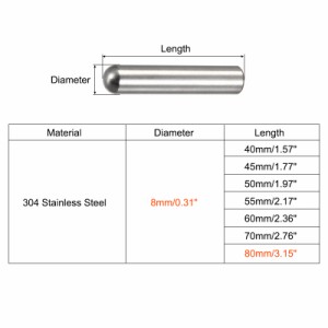 uxcell ダボピン 304ステンレススチール 丸頭 フラット面取りエンド ダウエル ピン ウッド二段ベッドシェルフペグサポートシェルフ 固定