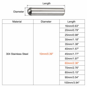 uxcell ダボピン 304ステンレススチール 丸頭 フラット面取りエンド ダウエル ピン ウッド二段ベッドシェルフペグサポートシェルフ 固定