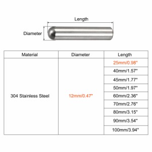 uxcell ダボピン 304ステンレススチール 丸頭 フラット面取りエンド ダウエル ピン ウッド二段ベッドシェルフペグサポートシェルフ 固定