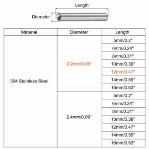 uxcell ダボピン 304ステンレススチール ラウンドヘッド フラット面取りエンドダウエルピン ウッド二段ベッドシェルフペグサポートシェル