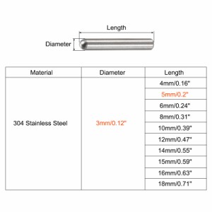 uxcell ダボピン 304ステンレススチール ラウンドヘッド フラット面取りエンドダウエルピン ウッド二段ベッドシェルフペグサポートシェル