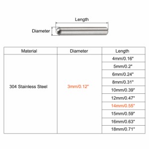 uxcell ダボピン 304ステンレススチール ラウンドヘッド フラット面取りエンドダウエルピン ウッド二段ベッドシェルフペグサポートシェル