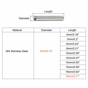 uxcell ダボピン 304ステンレススチール ラウンドヘッド フラット面取りエンドダウエルピン ウッド二段ベッドシェルフペグサポートシェル