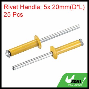 uxcell ブラインドリベット 5 mm x 20 mm アルミニウム オープンエンドフラット ラウンドヘッドリベット 金属プレートの接合用 ゴールド