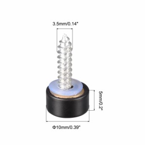 uxcell ミラーねじ 10mm 6個 真鍮 装飾キャップ スクリューカバー 釘留め具 鏡台用 バスプレート ワードローブ ガラス看板 ブラック