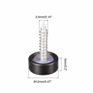 uxcell ミラーねじ 12mm 6個 真鍮 装飾キャップ スクリューカバー 釘留め具 鏡台用 バスプレート ワードローブ ガラス看板 ブラック