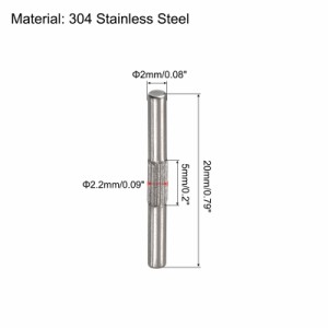 uxcell 位置決めピン 中心ローレット 平面取りエンド ウッド バンク ベッド シェルフ ペグ サポート 固定 2x20mm 304ステンレス鋼 5個入