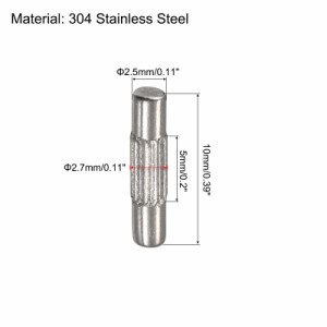 uxcell 位置決めピン 中心ローレット 平面取りエンド ウッド バンク ベッド シェルフ ペグ サポート 固定 2.5x10mm 304ステンレス鋼 5個