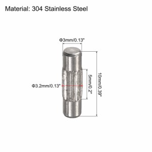 uxcell 位置決めピン 中心ローレット 平面取りエンド ウッド バンク ベッド シェルフ ペグ サポート 固定 3x10mm 304ステンレス鋼 5個入