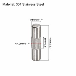 uxcell 位置決めピン 中心ローレット 平面取りエンド ウッド バンク ベッド シェルフ ペグ サポート 固定 4x16mm 304ステンレス鋼 5個入