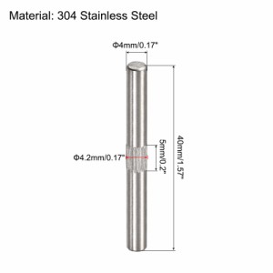 uxcell 位置決めピン 中心ローレット 平面取りエンド ウッド バンク ベッド シェルフ ペグ サポート 固定 4x40mm 304ステンレス鋼 5個入