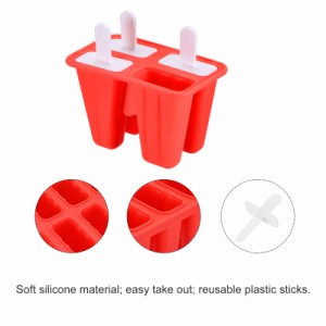 uxcell シリコーン アイスポップの型 自家製アイスクリーム 金型セット スティック付き シリコンアイスポップ 漏斗 掃除用ブラシ DIY用 -