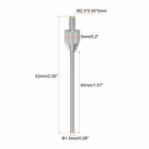 uxcell ニードルポイントコンタクトポイント 長さ40 mm 直径1.5 mm M2.5 ネジ鋼製 フラットヘッド デプスゲージダイヤルインジケーター用