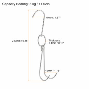 uxcell ダブル肉フック スモーカーフックツール ステンレス鋼 魚鶏肉 グリル料理用 3.4mm厚さ 240mm 6個