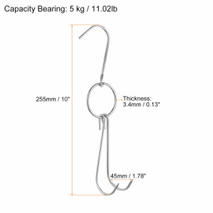 uxcell ダブル肉フック スモーカーフックツール ステンレス鋼 魚鶏肉 グリル料理用 3.4mm厚さ 255mm 3個