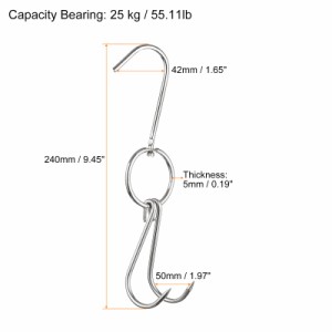 uxcell ダブル肉フック スモーカーフックツール ステンレス鋼 魚鶏肉 グリル料理用 5mm厚さ 240mm 6個