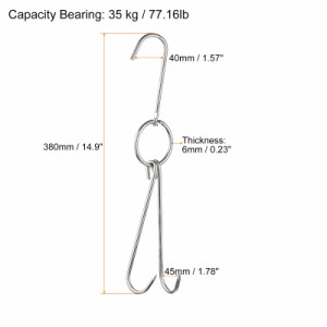 uxcell ダブル肉フック スモーカーフックツール ステンレス鋼 魚鶏肉 グリル料理用 6mm厚さ 410mm 2個