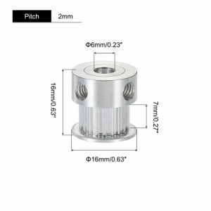 uxcell タイミングプーリー 20歯 6 mmボア アルミニウム シンクロホイール M4ねじ付き 3Dプリンターベルト、CNCマシン用 2個