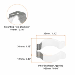 uxcell T10 Uクリップホルダーブラケット LED電球取り付けブラケットサポート用 ステンレス鋼 蛍光管ホルダーパイプクランプ ホワイト 15