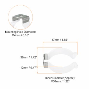uxcell T12 Uクリップホルダーブラケット LED電球取り付けブラケットサポート用 ステンレス鋼 蛍光管ホルダーパイプクランプ ホワイト 6