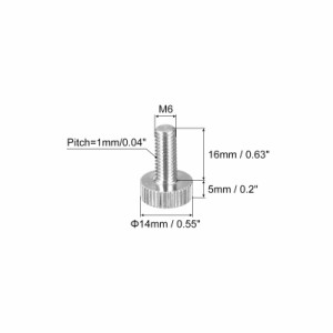 uxcell ローレットつまみねじ M6x16 mm フラット 真鍮ボルト グリップノブファスナー ニッケルメッキ PC 電子 機械用 10個