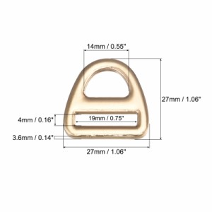 uxcell 三角形バックル Dリングバックル 三角形バックルアジャスター 棒状回転クリップ付 19mm ゴールドトーン 10個入り