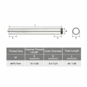 uxcell 円形接続ナット 丸いカップリングナット M4x0.7mm メススレッド 40mmスレッド 円形 スリーブ 連結ロッド スタッド チューブ ナッ