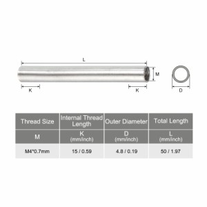 uxcell 円形接続ナット 丸いカップリングナット M4x0.7mm メススレッド 50mmスレッド 円形 スリーブ 連結ロッド スタッド チューブ ナッ