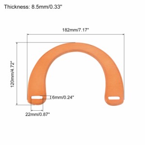 uxcell U字形財布ハンドル 182 mm 木製 ハンドバッグ 財布のハンドル交換 手作りバッグ ハンドバッグ 財布作り用 レッド ブラウン 2個