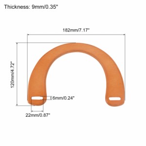 uxcell U字形財布ハンドル 182 mm 木製 ハンドバッグ 財布のハンドル交換 手作りバッグ ハンドバッグ 財布作り用 ライトブラウン 2個